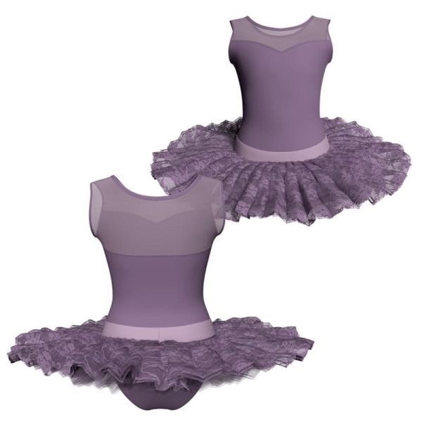 tutu ballerina senza maniche con inserto in rete o pizzo tub1019t34