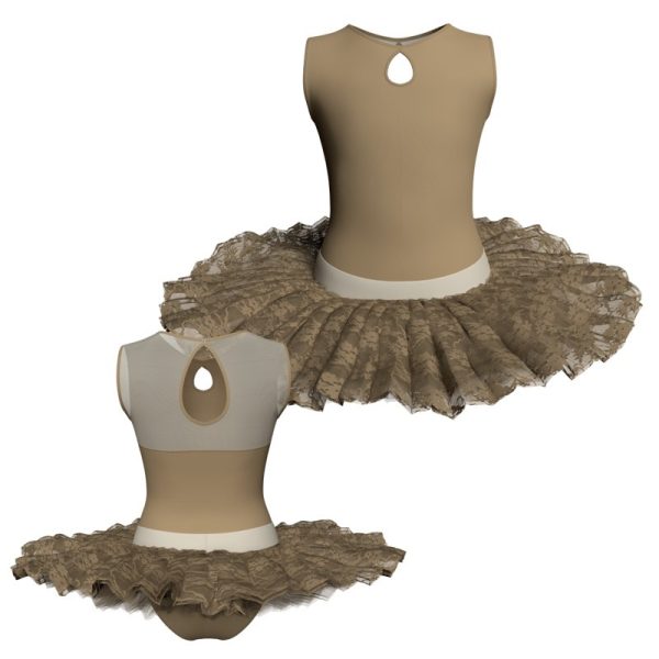 tutu ballerina senza maniche con inserto in rete o pizzo tub10455