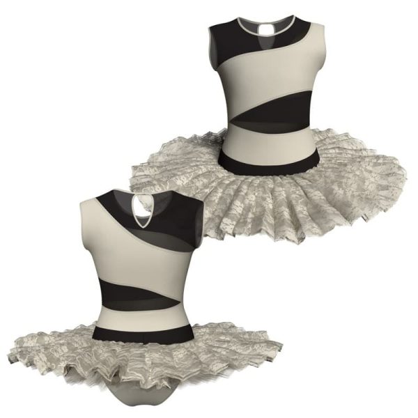 tutu ballerina senza maniche con inserto in rete o pizzo tub108sst