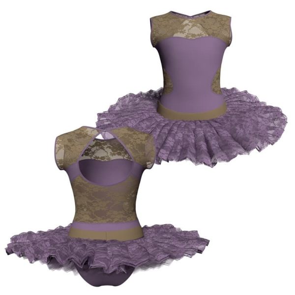 tutu ballerina senza maniche con inserto in rete o pizzo tub110ss45