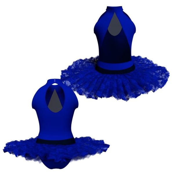 tutu ballerina senza maniche con inserto in rete o pizzo tub119ss