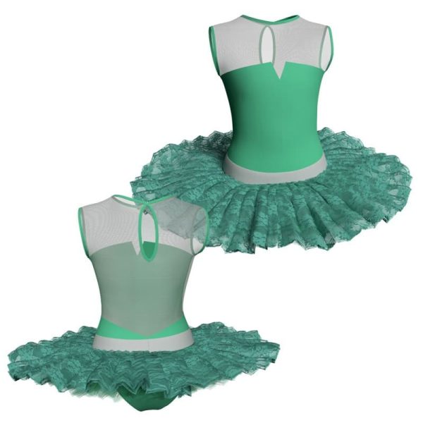 tutu ballerina senza maniche con inserto in rete o pizzo tub123