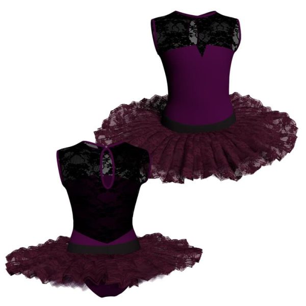 tutu ballerina senza maniche con inserto in rete o pizzo tub12345