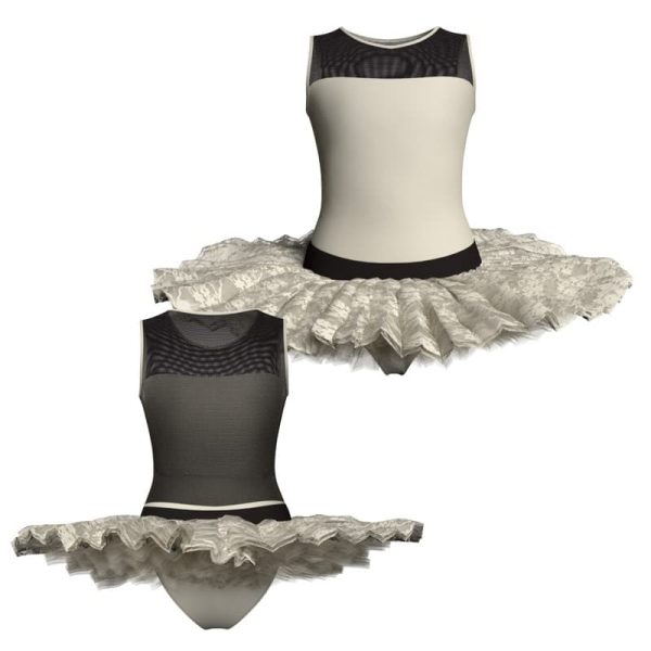 tutu ballerina senza maniche con inserto in rete o pizzo tub127