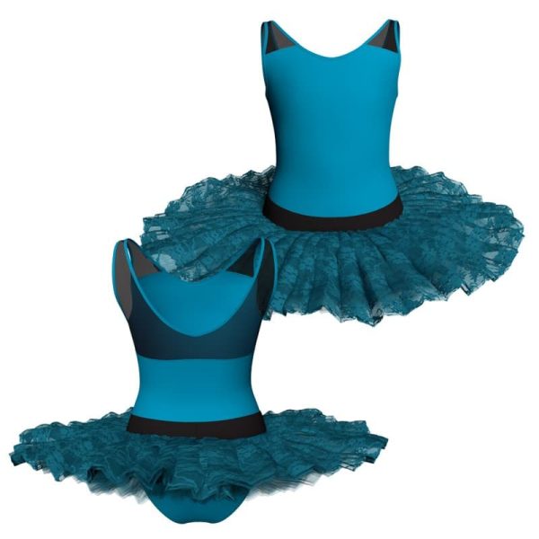 tutu ballerina senza maniche con inserto in rete o pizzo tub22045