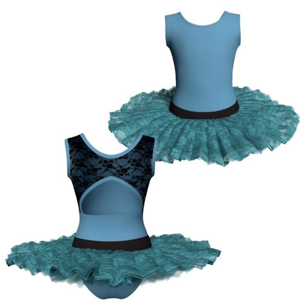 tutu ballerina senza maniche con inserto in rete o pizzo tub22356