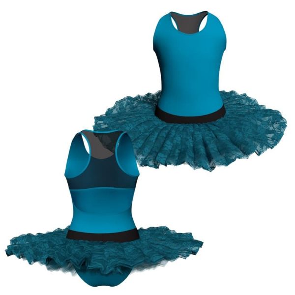 tutu ballerina senza maniche con inserto in rete o pizzo tub23745