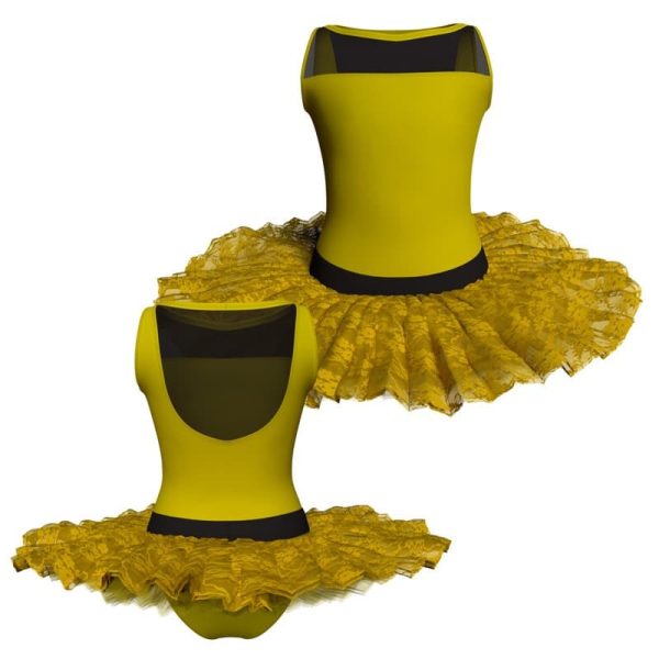 tutu ballerina senza maniche con inserto in rete o pizzo tub301245