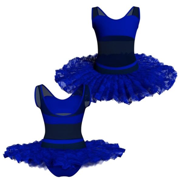 tutu ballerina senza maniche con inserto in rete o pizzo tub3013