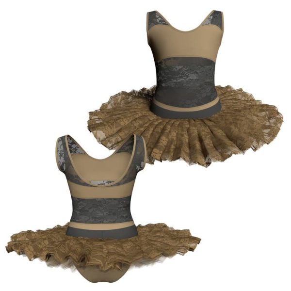 tutu ballerina senza maniche con inserto in rete o pizzo tub301345