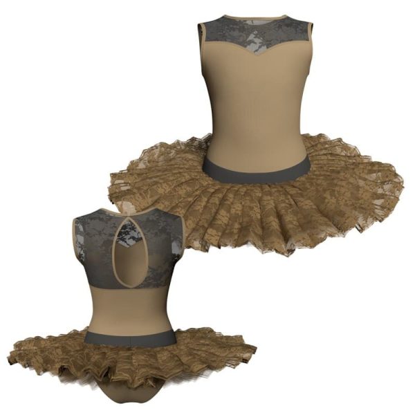 tutu ballerina senza maniche con inserto in rete o pizzo tub301456