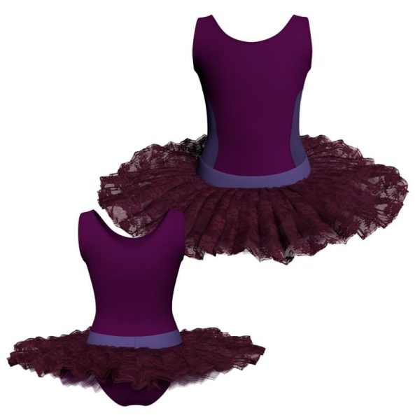 tutu ballerina senza maniche con inserto in rete o pizzo tub415