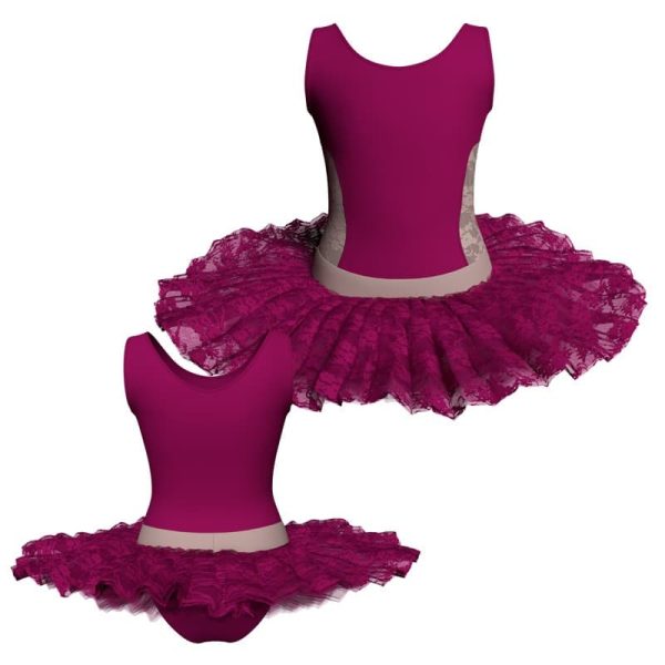 tutu ballerina senza maniche con inserto in rete o pizzo tub415456