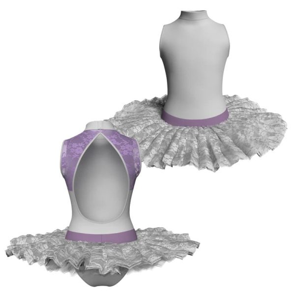 tutu ballerina senza maniche con inserto in rete o pizzo tub510t1