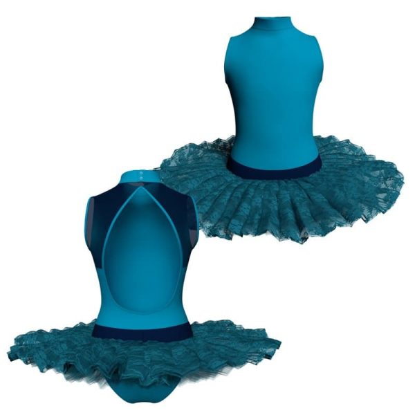 tutu ballerina senza maniche con inserto in rete o pizzo tub510t2