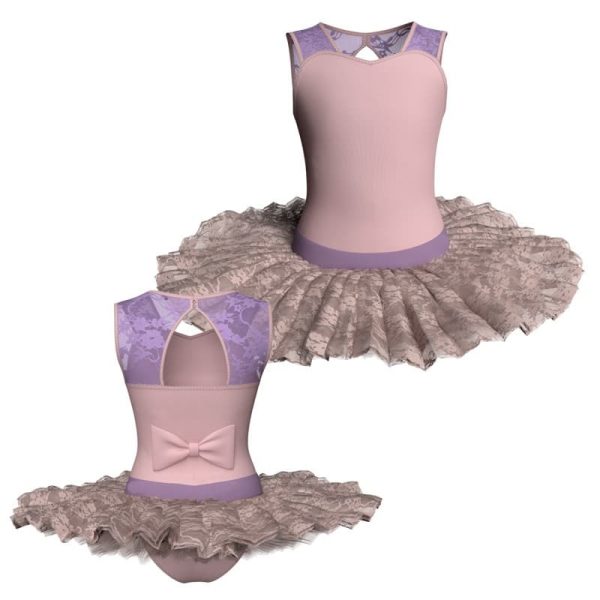 tutu ballerina senza maniche con inserto in rete o pizzo tubm1001567