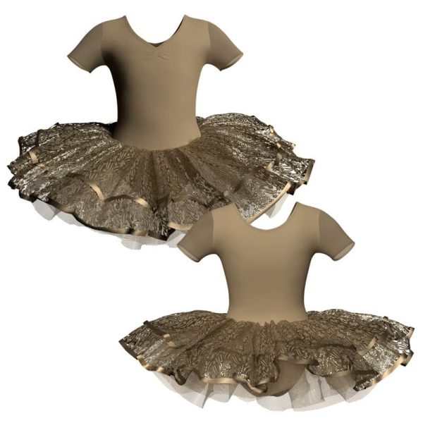 tutu da ballerina manica corta con inserto in rete o pizzo tuj1008t33