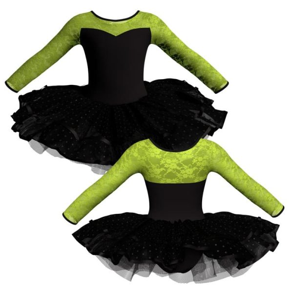 tutu da ballerina maniche lunghe con inserto in rete o pizzo tuj1019