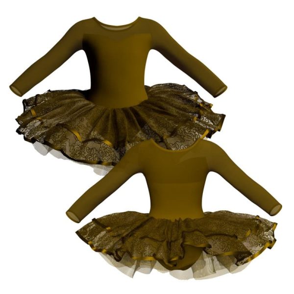 tutu da ballerina maniche lunghe con inserto in rete o pizzo tuj101911