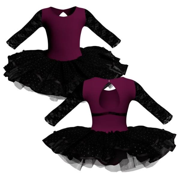 tutu da ballerina maniche lunghe con inserto in rete o pizzo tuj102