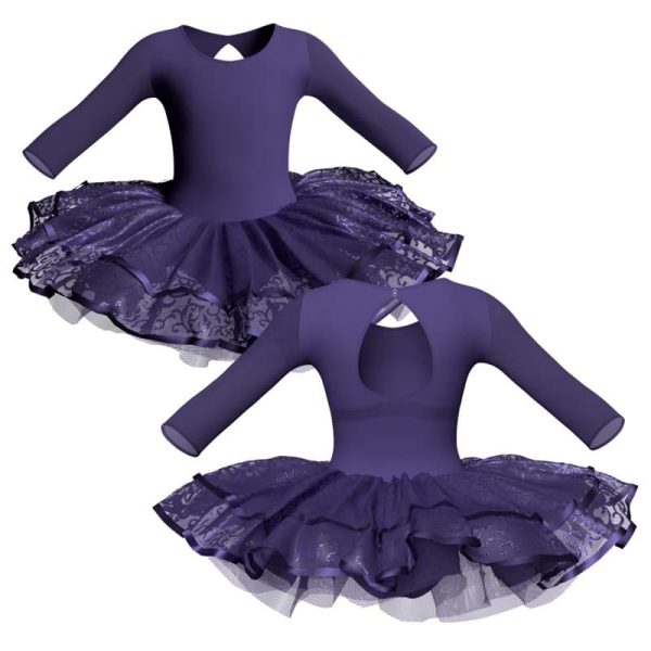 tutu da ballerina maniche lunghe con inserto in rete o pizzo tuj10222