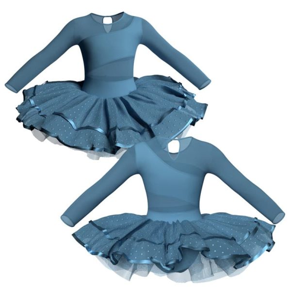 tutu da ballerina maniche lunghe con inserto in rete o pizzo tuj10811