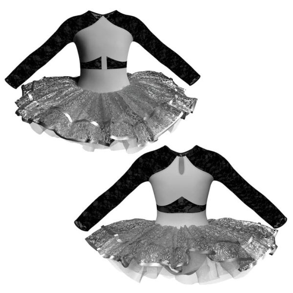 tutu da ballerina maniche lunghe con inserto in rete o pizzo tuj113