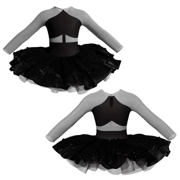 tutu da ballerina maniche lunghe con inserto in rete o pizzo tuj11311