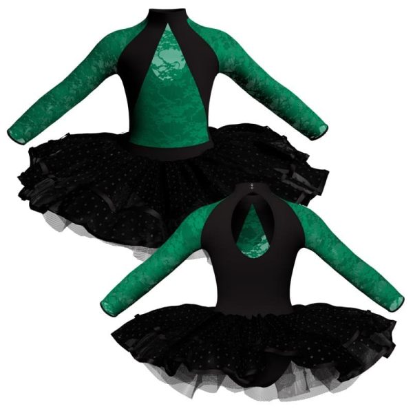 tutu da ballerina maniche lunghe con inserto in rete o pizzo tuj119