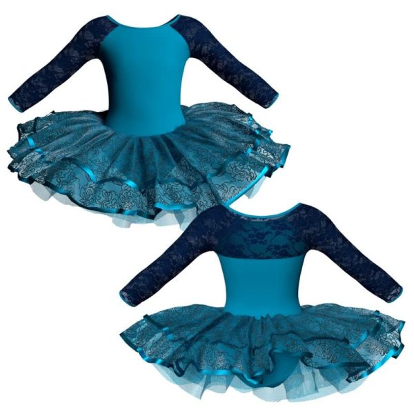 tutu da ballerina maniche lunghe con inserto in rete o pizzo tuj205