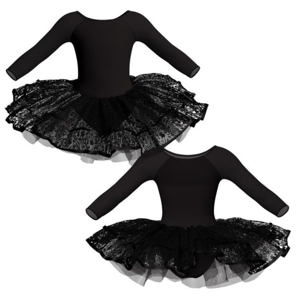 tutu da ballerina maniche lunghe con inserto in rete o pizzo tuj20511