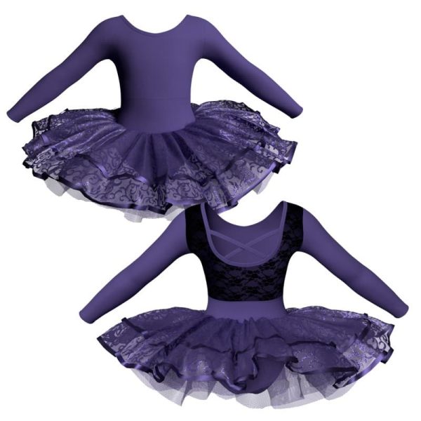 tutu da ballerina maniche lunghe con inserto in rete o pizzo tuj228