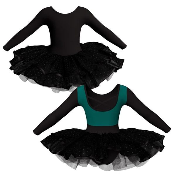 tutu da ballerina maniche lunghe con inserto in rete o pizzo tuj22822