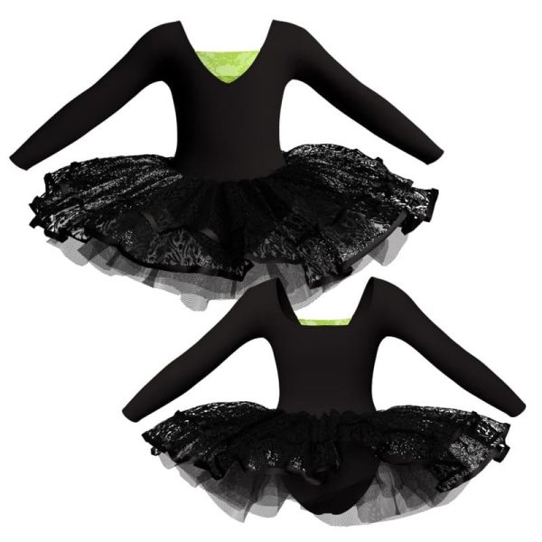 tutu da ballerina maniche lunghe con inserto in rete o pizzo tuj2532