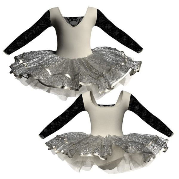 tutu da ballerina maniche lunghe con inserto in rete o pizzo tuj2532t