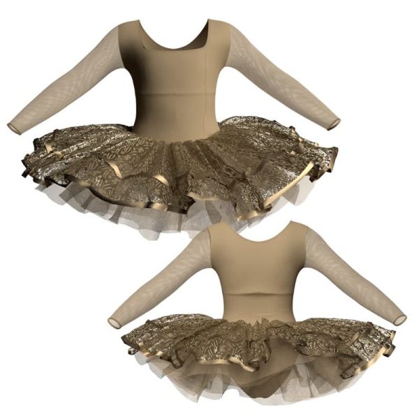 tutu da ballerina maniche lunghe con inserto in rete o pizzo tuj2537t