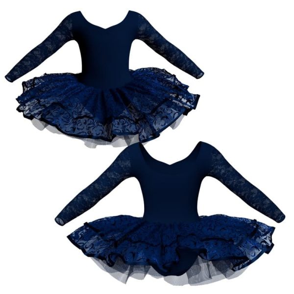 tutu da ballerina maniche lunghe con inserto in rete o pizzo tuj3004t