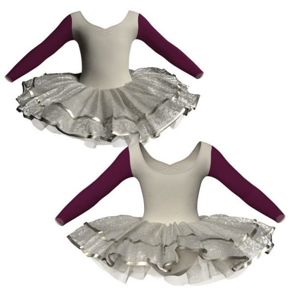 tutu da ballerina maniche lunghe con inserto in rete o pizzo tuj3004t11