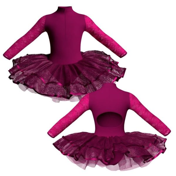 tutu da ballerina maniche lunghe con inserto in rete o pizzo tuj3095t