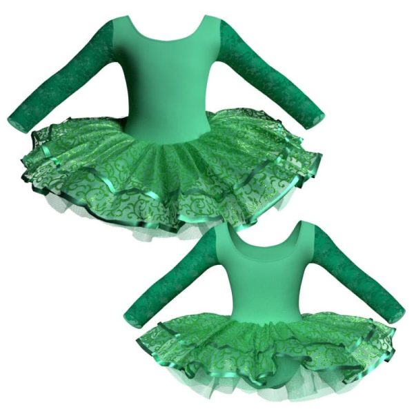 tutu da ballerina maniche lunghe con inserto in rete o pizzo tuj405t