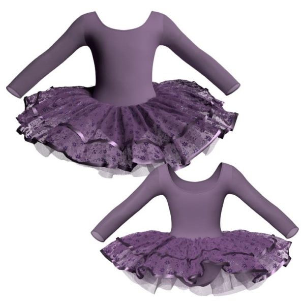 tutu da ballerina maniche lunghe con inserto in rete o pizzo tuj405t11