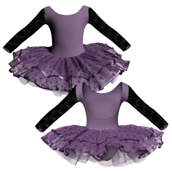 tutu da ballerina maniche lunghe con inserto in rete o pizzo tuj411t