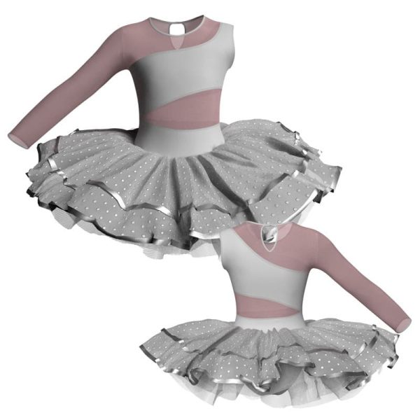 tutu da ballerina monospalla con inserto in rete o pizzo tuj108ss