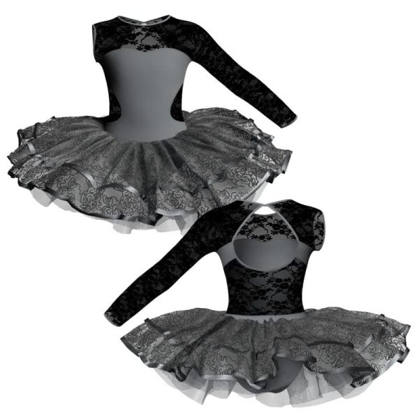 tutu da ballerina monospalla con inserto in rete o pizzo tuj110sst 1