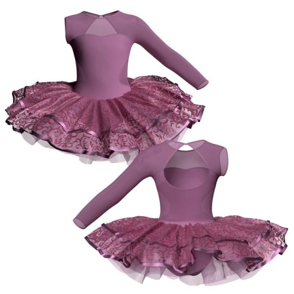 tutu da ballerina monospalla con inserto in rete o pizzo tuj110sst222