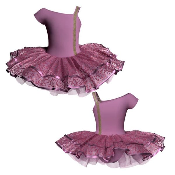 tutu da ballerina monospalla con inserto in rete o pizzo tuj21711