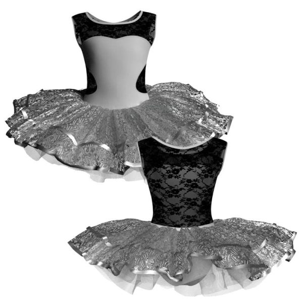 tutu da ballerina senza maniche con inserto in rete o pizzo tuj1001ss