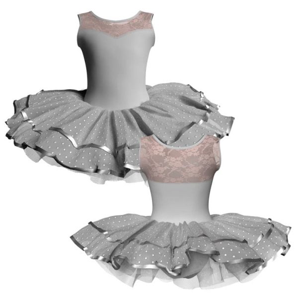 tutu da ballerina senza maniche con inserto in rete o pizzo tuj1019t111