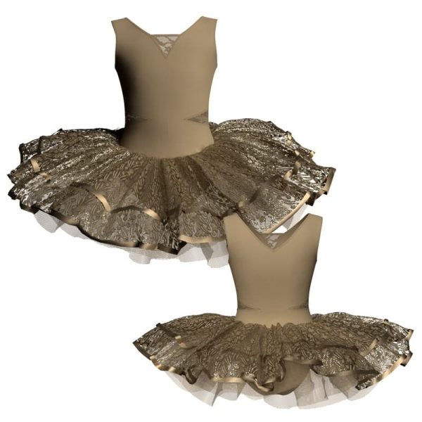 tutu da ballerina senza maniche con inserto in rete o pizzo tuj115sst11