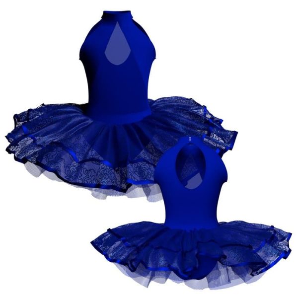 tutu da ballerina senza maniche con inserto in rete o pizzo tuj119ss